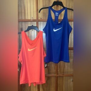 Nike Women's Tank Tops - Vibrant Orange and Deep Blue